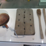 Colour photograph of historical bathing implements on display