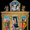 Tempera on wood panel Christian religious altarpiece