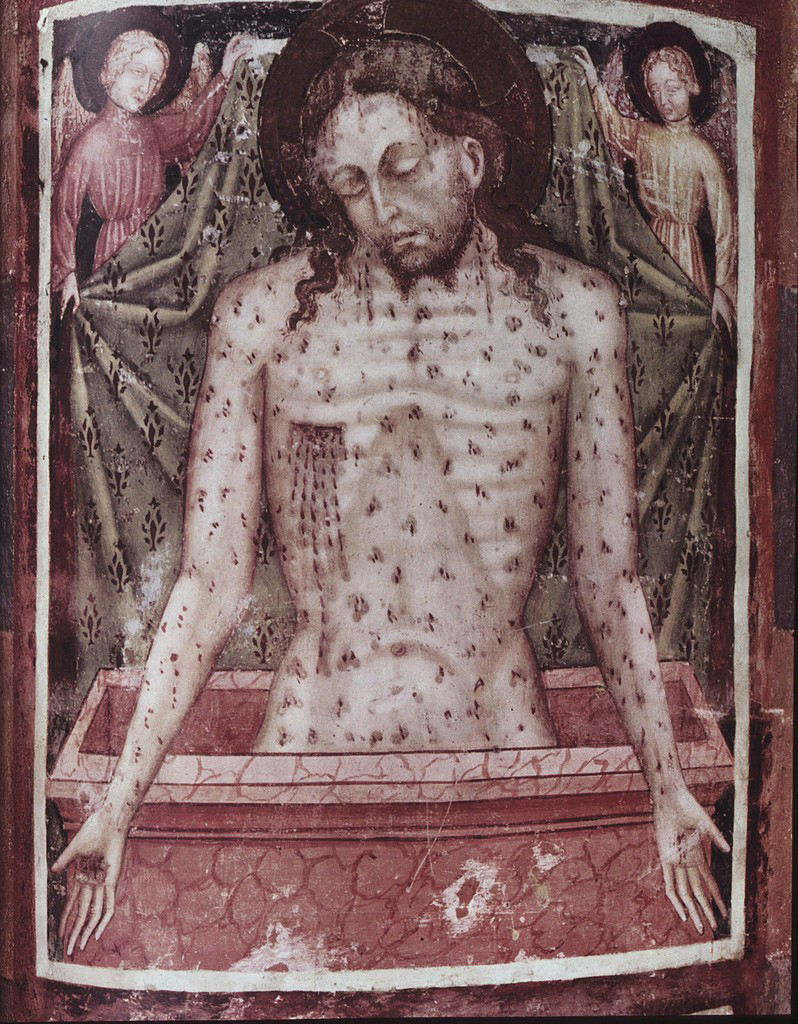 Late fourteenth century fresco of Christ in the sepulchre