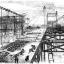 Newspaper illustration of the construction of Crystal Palace in 1850