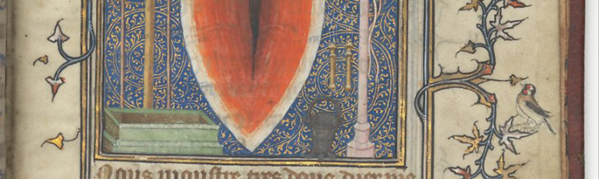 Page from the Psalter and Prayer Book of Bonne of Luxembourg showing Christs side wound