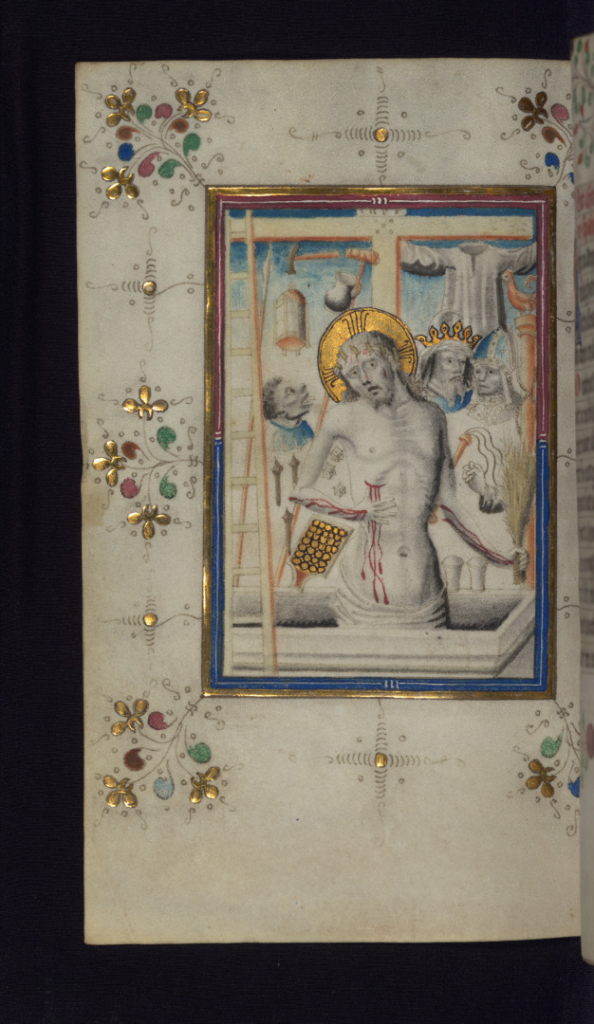 Page from the Loftie Hours book showing Christ the man of sorrows