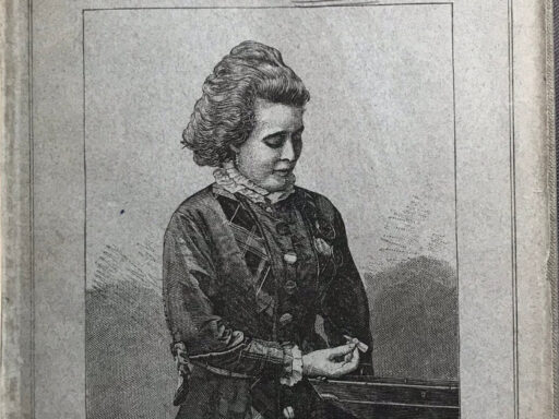 Cover of a booklet showing an illustration of Henrietta Vansittart holding a propeller model