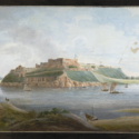 Oil painting of a landscape scene in Chunar India