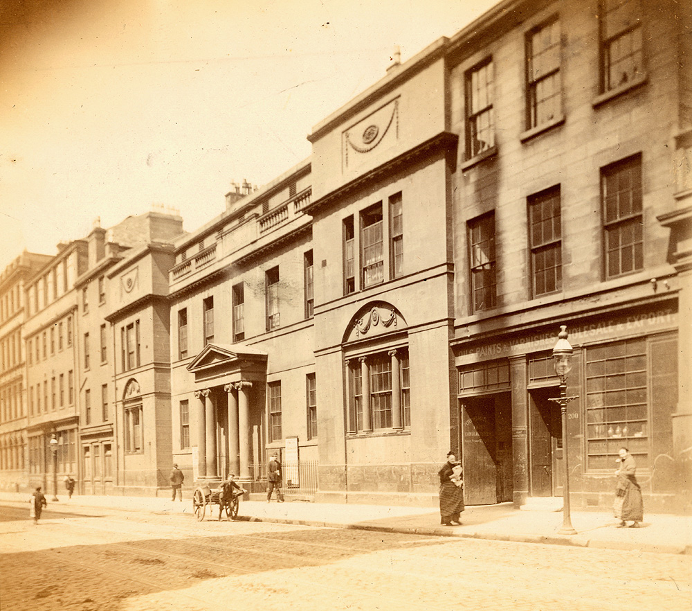 Sepia photograph of Andersons College buildings in Glasgow late nineteenth century