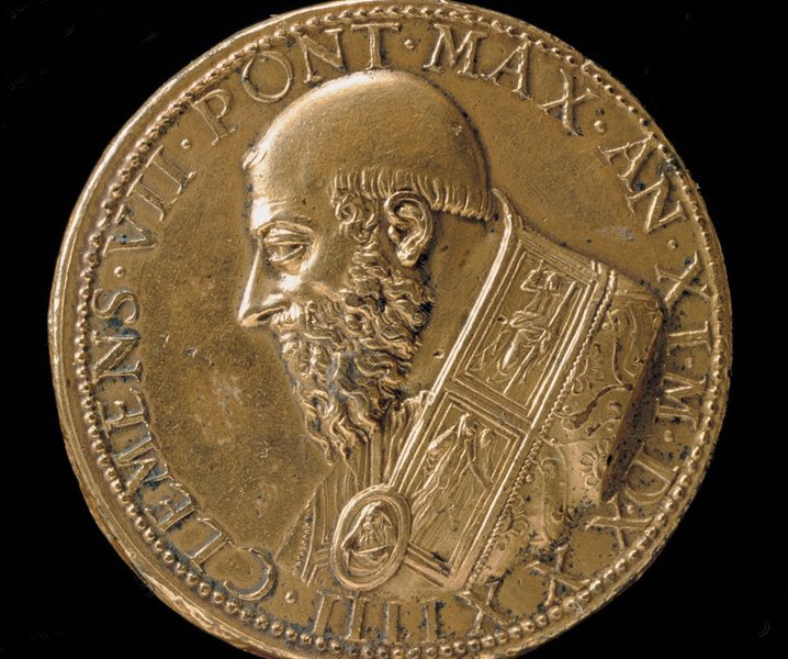 Colour photograph of die struck gold medal of Pope Clement Seventh from 1534