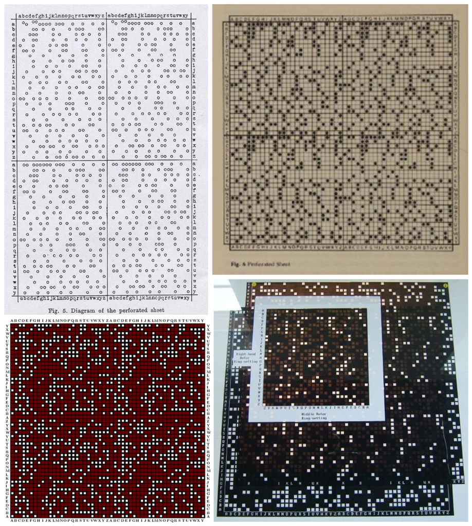 Photographs of Zygalski sheet diagram and reproduction sheets