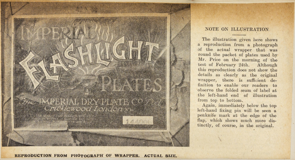 Photograph of Imperial Flashlight Plates box from a newspaper