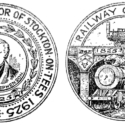 Pen and ink design for a railway centenary medallion
