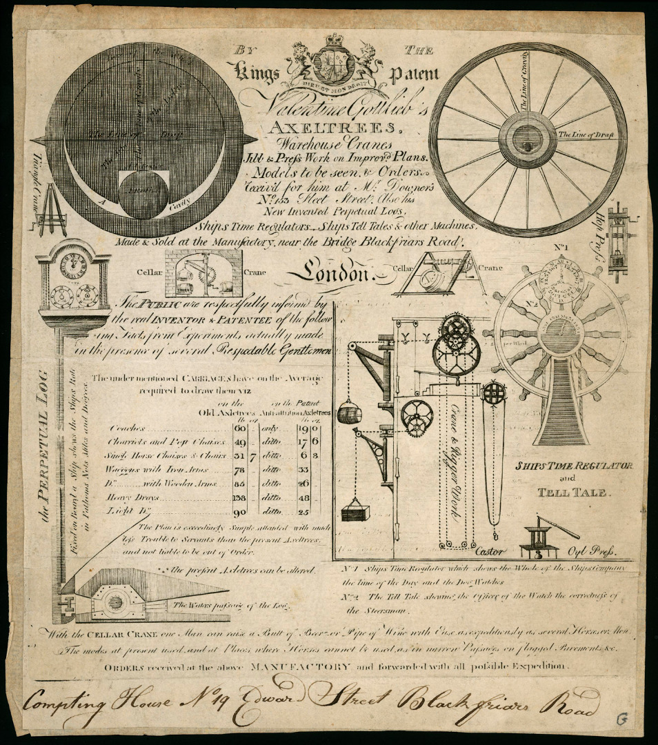 Science and the City: Valentine Gottlieb, immigrant engineer of Lambeth:  his trade card of c. 1810 unpacked - Science Museum Group Journal