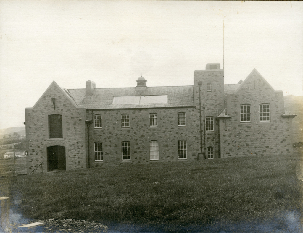 Black and white photograph from 1910 showing the main building of Eskdalemuir Observatory