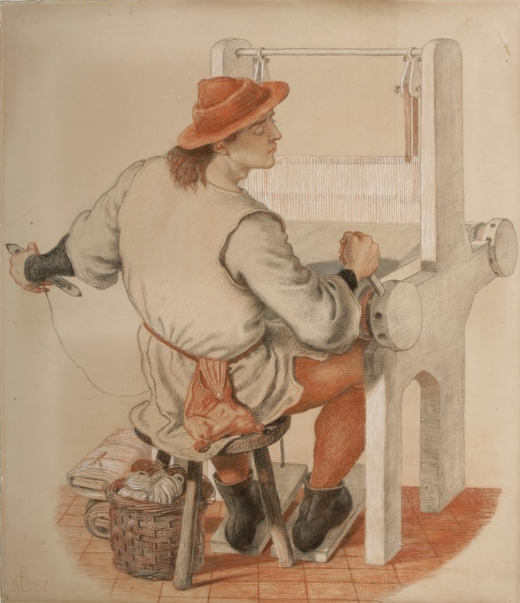 Pencil and chalk illustration of a Weaver from 1887