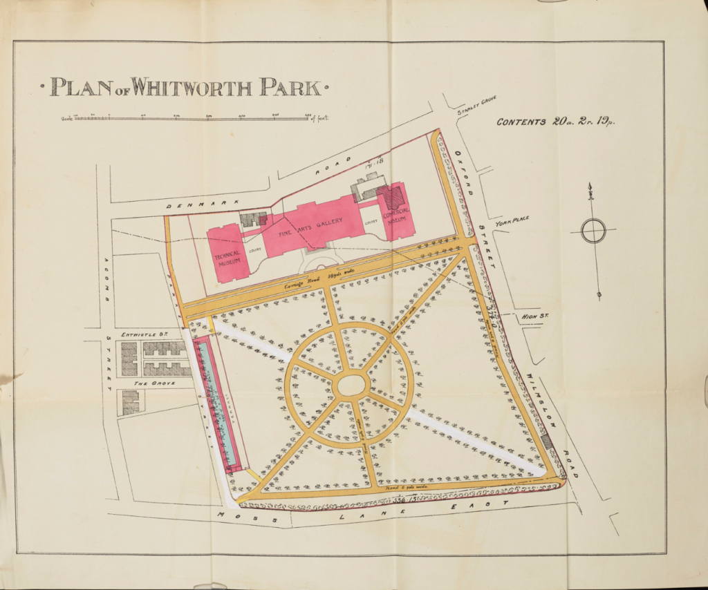 Plans of Whitworth Park and the proposed gallery from 1889