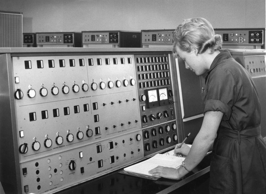 Black and white photograph of British Railways Machine Accounting Centre in 1965