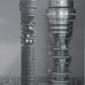 Photograph of a scale model of the BT Tower in London