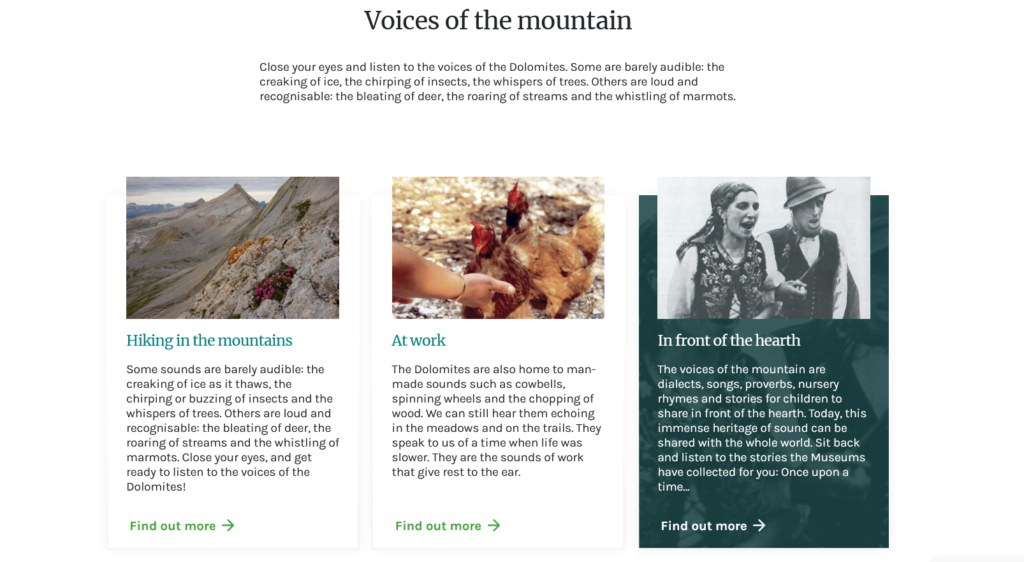 Screen grab from Voices of the mountain website