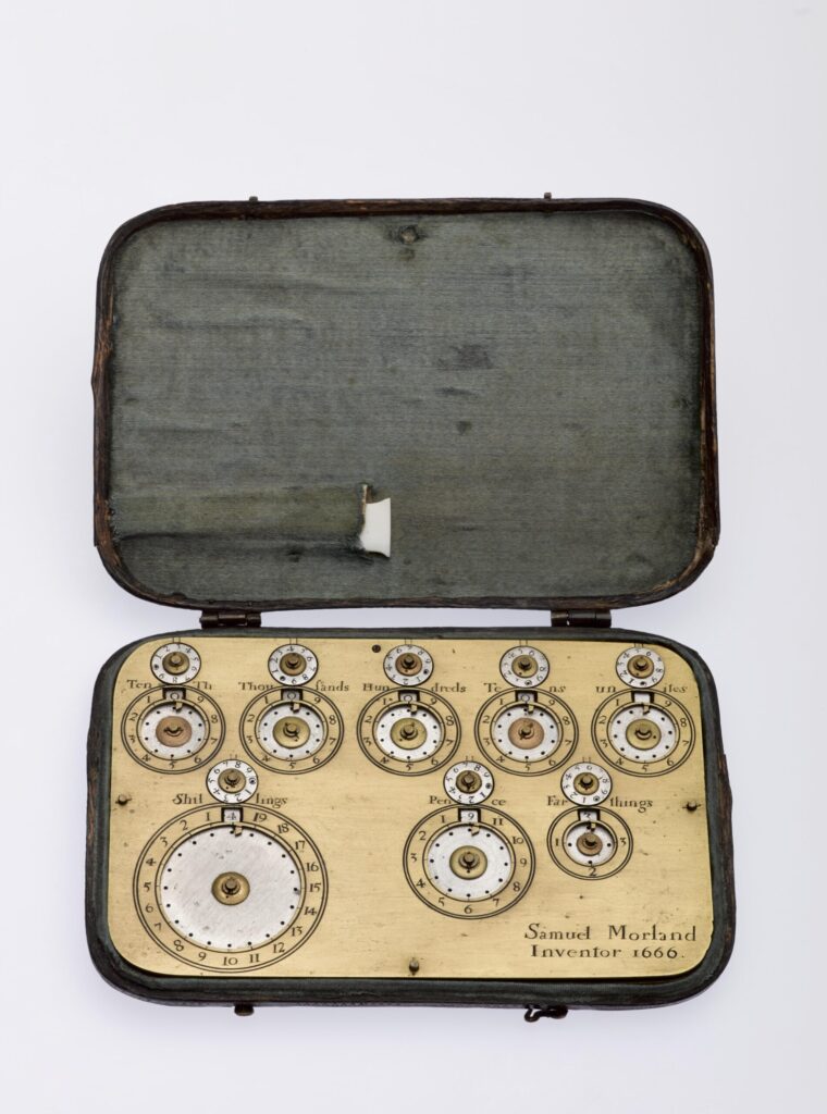 Photograph of Samuel Morlands calculating machine from 1666