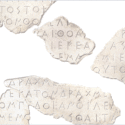 Animated image showing how ancient text is restored using AI