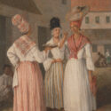 Oil painting entitled A West Indian Flower Girl and Two other Free Women of Color