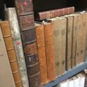 Colour photograph of a shelf of rare books at Armagh Observatory