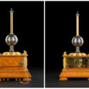 Front and back photographs of a miniature time ball from 1855