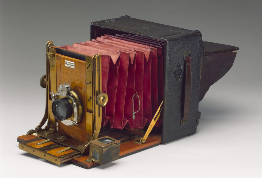 Photograph of a Sanderson folding bellows camera