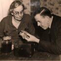 Sepia photograph of Kate and Percy Smith working together