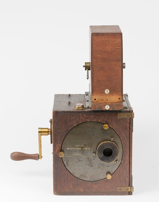 Colour photograph of an Animatograph camera circa 1902