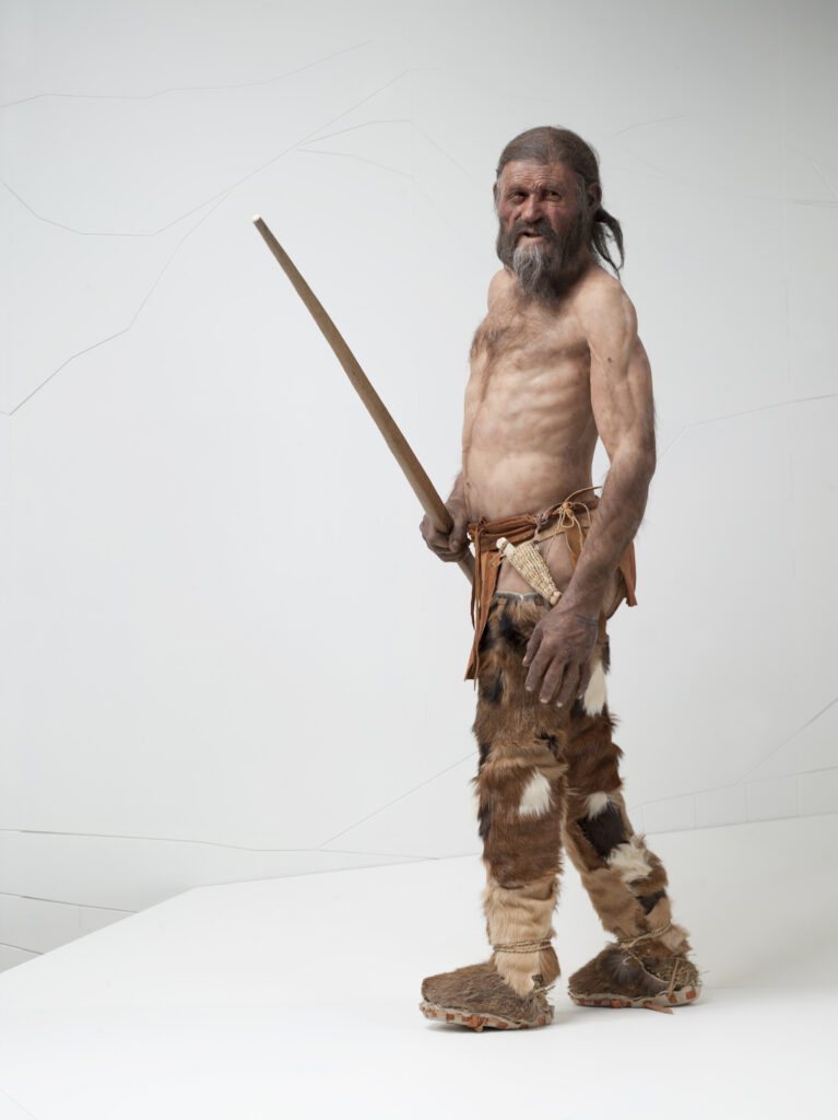 Photograph of a model of prehistoric iceman
