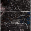 Close up of a section of Stephen Hawkings blackboard