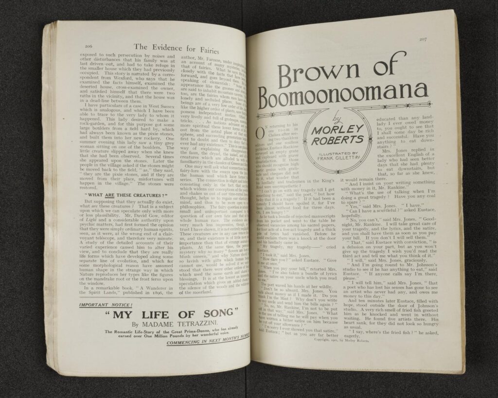 Photograph of an article from the Strand Magazine, featuring writing by Sir. Arthur Conan Doyle.