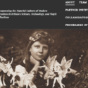 Website landing page for The Media of Mediumship project. Features a navigation bar at the top and a photograph of a young girl seeming to play with fairies as the main screen.