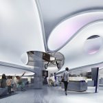 Computer generated concept drawing on the new Mathematics gallery at the Science Museum showing elliptical mathematical architecture