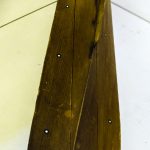 Colour photograph of an original wooden scale model of a coastal motor boat