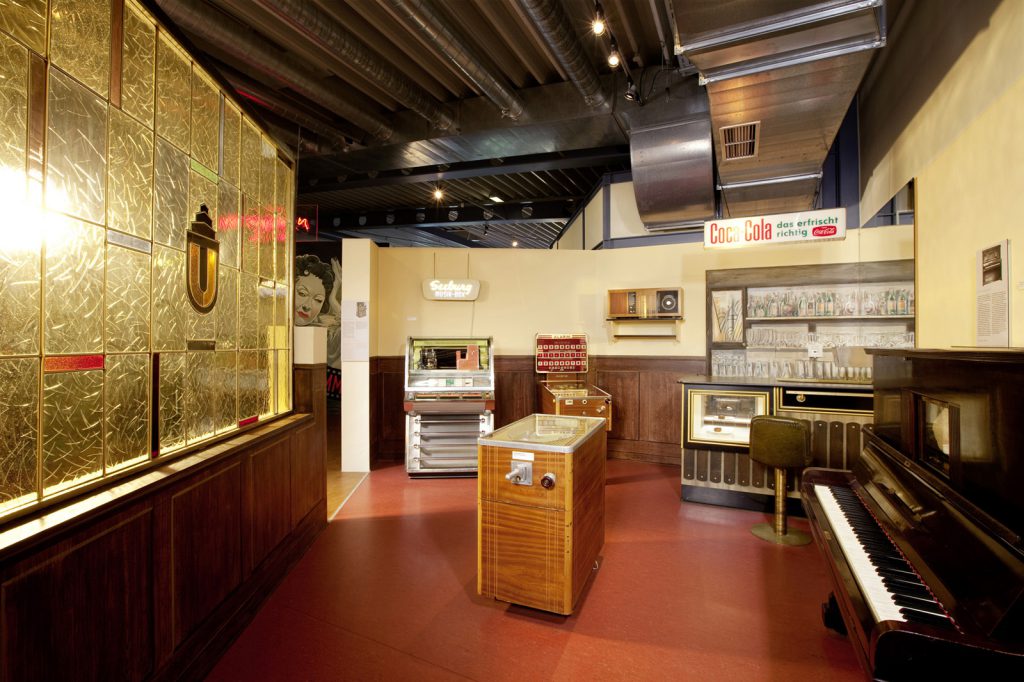 Museum display of a typical pub interior from the 1950s