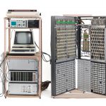 Colour photograph of an analogue storm surge modelling machine
