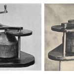 An illustration and a black and white photograph of one of Castrinis models