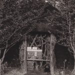 Black and white photograph of equipment used by the BBC engineers in 1924 as installed at Foyle Riding showing a prototype version of the BBC A amplifier with a bank of accumulators below