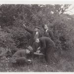 Black and white photograph of BBC engineers preparing the Marconi Sykes microphone for a broadcast in 1925