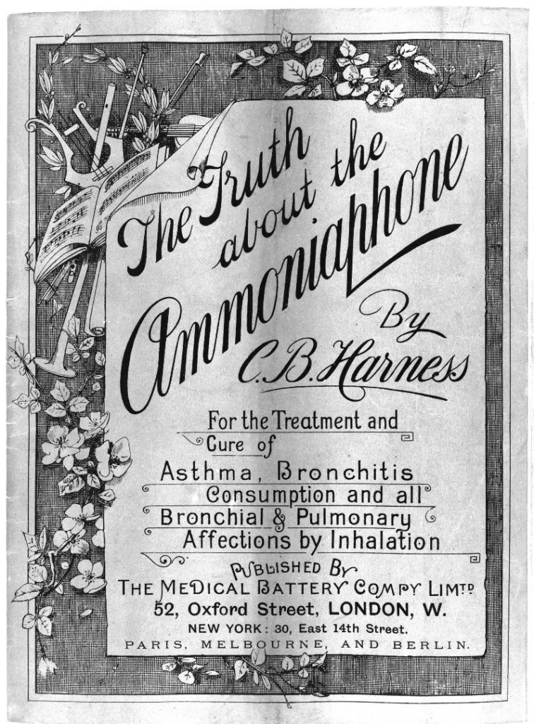 A 19 century print advertisement entitled the truth about the ammoniaphone