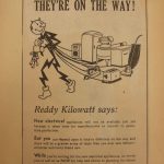 Newspaper advertisement for BC Electric informing readers that new electrical appliances will soon be manufactured following the end of world war 2