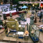Colour photograph of an x ray exhibition inside a shopping centre