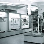 Black and white photograph of an exhibition celebrating forty years of an Austrian national broadcaster