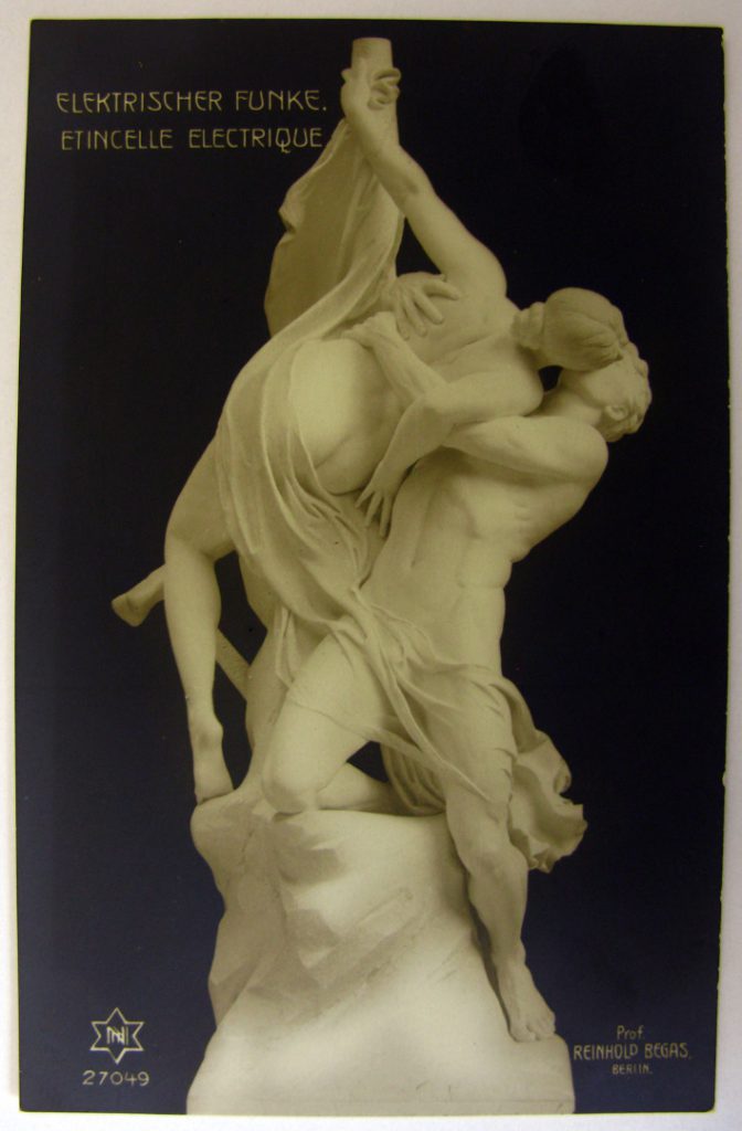 Cover of a museum brochure showing a carved statue of two lovers kissing