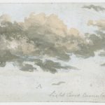 A watercolour painting of a cloud entitled light cirro cumulus about sunset