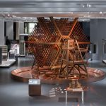 Colour photograph of the Rugby Tuning Coil apparatus in the middle of the Information Age gallery