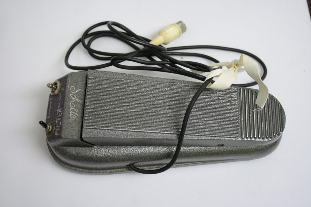 Wau Wau Yoy Yoy effects pedal by Schaller modified by Hugh Davies to operate via switch as a volume control