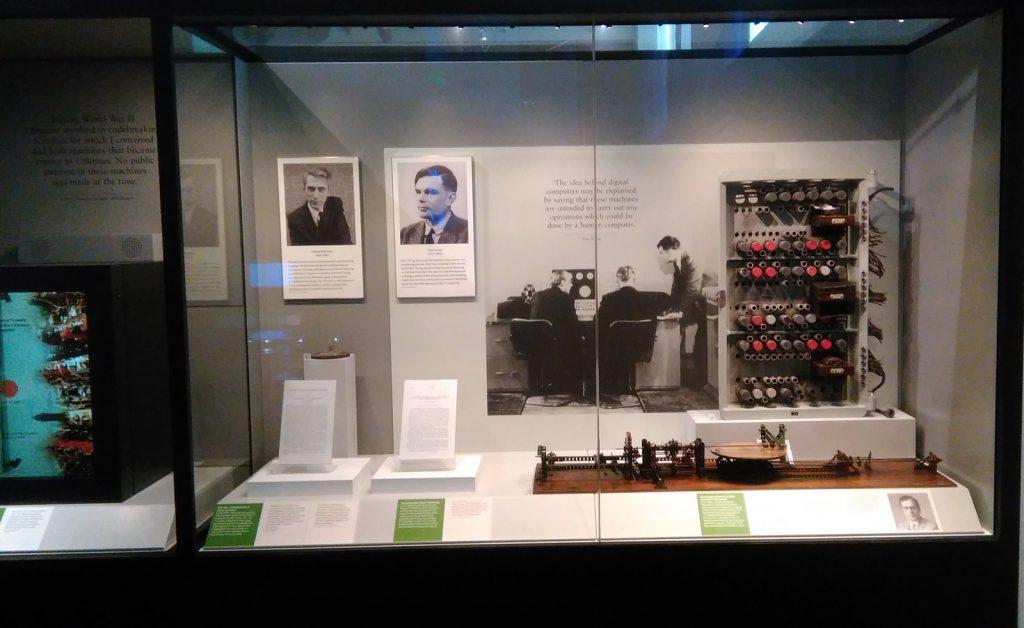 Colour photograph of the Trainbox on exhibit in the Science Museums Information Age gallery