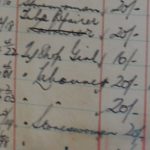 Photograph of a ledger showing appointments to rail works