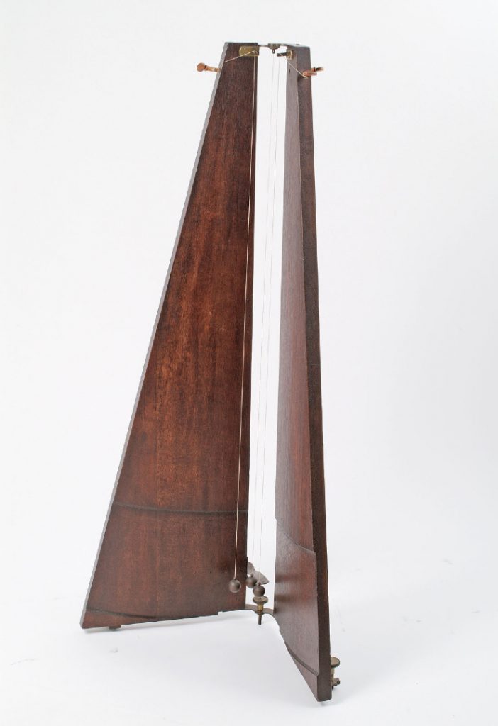 Photograph of wooden instrument used for collision experiments